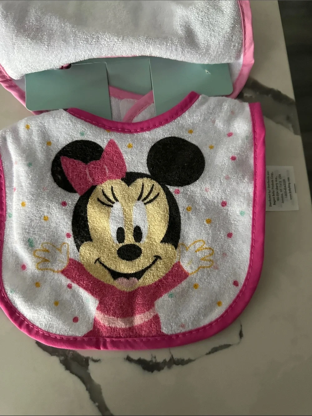 Disney Minnie Mouse Pink and White Baby Bibs - Set of 3